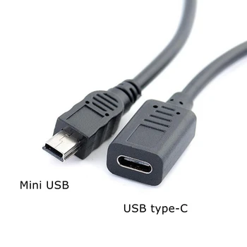 25CM USB Type-c a Cavo Mini USB 2.0 5pin Mini-B Maschio a USB USB 3.1-C femmina Adattatore del Convertitore di Dati Cavo di Ricarica