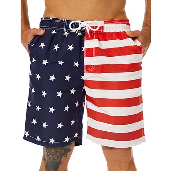 America, Bandiera, Graphic Board Shorts Uomo Spiaggia Estate Pantaloncini Stampati in 3D Vacanza alle Hawaii costumi da bagno ad asciugatura Rapida Surf Costume da bagno Costumi da bagno