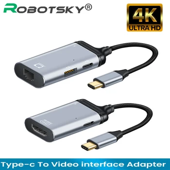 Nuovo 4K USB C a rj45/VGA/DP/HDMI compatibile/Mini DP Cavo di Tipo C a HDMI Thunderbolt 3 Adattatore per MacBook Pro 4K UHD USB-C