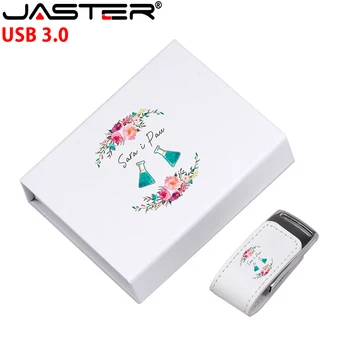JASTER USB 3.0 Flash Drive Personalizzata in Pelle con Logo Penna in Auto la Fotografia di Matrimonio di Dialogo Memory Stick 8GB 16GB 32GB 64GB 128GB Disco di U