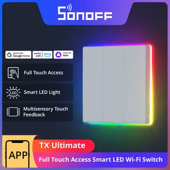 SONOFF TX Ultimate Smart Interruttore a Parete Piena con il semplice Tocco di Luce a LED di Bordo Multi-Sensoriale eWeLink Controllo Remoto via Alexa Google