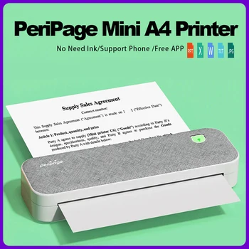PeriPage A40 Mini Stampante Termica Portatile Bluetooth Wireless Mobile a Ink-meno i Documenti di Word A4 Carta Fotografica per Stampante Ufficio