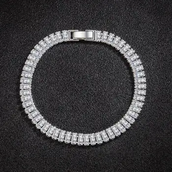 925 Sterling Ciondoli Bracciale in Argento Zircone Cristallo Gioielli Per le Donne accessori di Nozze regali di festa 18CM