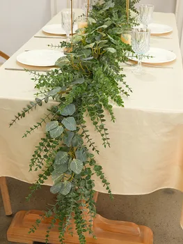 FESTA di GIOIA 2.7 M 9 di Lusso Artificiale Encalyptus Verde Ghirlande Lungo Falso Vite per la Casa Festa di Matrimonio Decorazione della Tavola