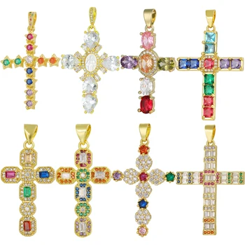 Juya 18K Oro Reale Placcato Creativo Croce Cristiana Ciondoli Artigianali Talismano Preghiera Religiosa Ciondolo Gioielli