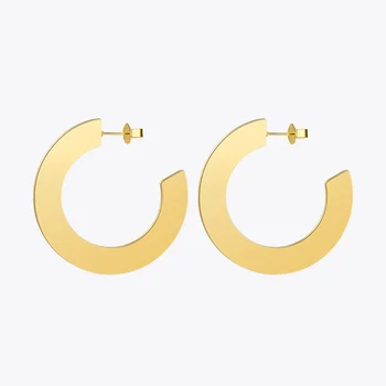 Enfashion Lucido Grandi Orecchini a Cerchio color Oro Earings in Acciaio Inox Circle Orecchini Per le Donne Gioielli oorbellen EEF1018