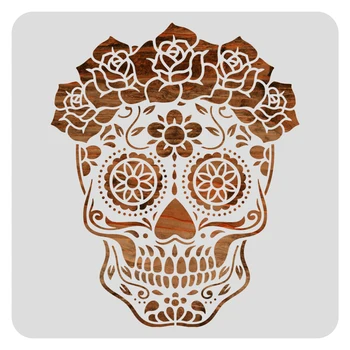 12 in Messico Zucchero Cranio Stellato Dipinto Arte i Modelli Riutilizzabili Giorno dei Morti Stencil per i Progetti fai da te Pittura, Disegno, Artigianato