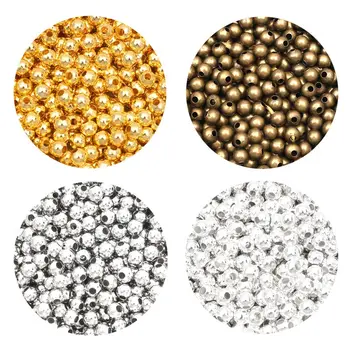 3mm 4mm 6mm Perle di Metallo Rotondo Sciolto Perline per Fare Gioielli fai da te Bracciale Collana Accessori all'Ingrosso