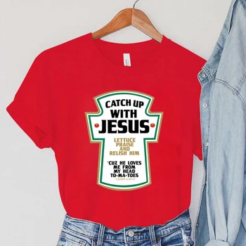 Jesus Donna T-Shirt Vintage Versi della Bibbia Femminile Top Harajuku Cristiana Parodia Manica Corta Abbigliamento Donna