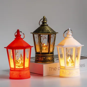 Decorazioni di natale Led a lume di Candela Babbo Natale, Natale, Alce Snownan Appeso Lanterna LED Lampada di Natale Decorazioni per la Casa 2022