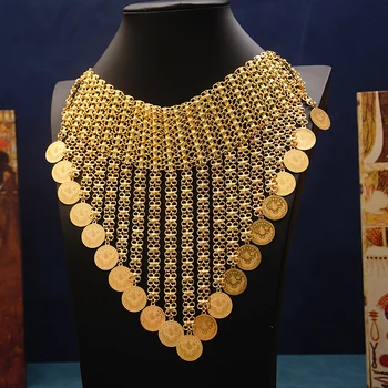 Nuovo Nappe d'Oro Moneta Placcata Collana per le Donne turche Nuziale Catene Collane Ethinc di Nozze Gioielli di Sposa Regali