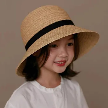 Nuovo giapponese per bambini per Bambini Semplice e Generosa di Viaggio Ombrellone Solare Raffi Cappello di Paglia a Mano a Maglia Cappello per il Sole,