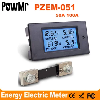 PZEM-051 DC Voltmetro Amperometro Digitale 6.5-100V 4 IN1 LCD Moto Tensione di Alimentazione Corrente di monitoraggio dell'Energia, Con 50A Shunt Nuovo