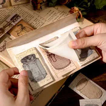 Journamm 60pcs/pack Vintage Bottiglia di Materiali di Carta Leggera Carta Memo Pad Collage Spazzatura Gazzetta DIY Scrapbooking Decorazioni Mestiere di Carta