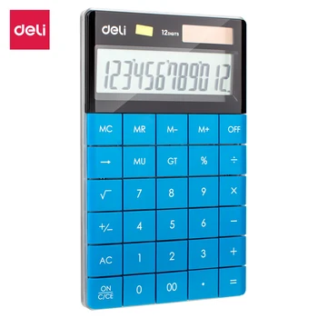 Deli E1589 Calcolatrice da tavolo Universale Programmatore di 12 cifre doppia alimentazione stile di moda business school forniture per ufficio calcolatrici