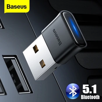Baseus Adattatore Bluetooth USB Dongle Bluetooth 5.1 Ricevitore Per PC Mouse Wireless Gamepad Altoparlante Cuffie Audio USB Trasmettitore