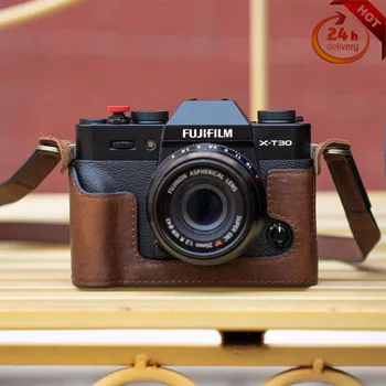 Shelv Video camera Bag Metà Inferiore per Fujifilm X-T30 Copertura di Cuoio Accessori per la Base Custodia Fotocamera Con Batteria di Apertura