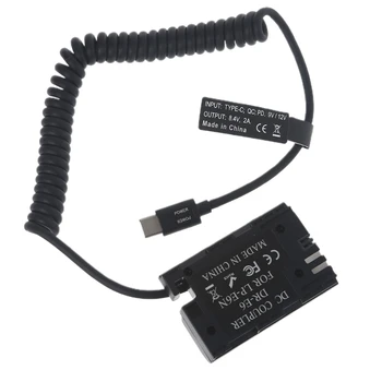 LP-E6 Fittizio Batteria con USB Type-C Cavo di Alimentazione Supporto PD 9V / 12V in Uscita Compatibile con Telecamere Monitor Alto-Elastico