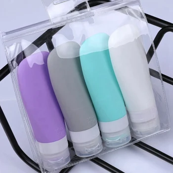 4Pcs/Set Portatile in Silicone Viaggi Bottiglia di Liquido Contenitore Vuoto Riutilizzabile Imballaggio Lozione Punti Shampoo Contenitore di Crema di Viaggio