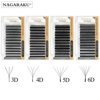 NAGARAKU Automatico Fioritura W Forma di 3D 4D 5D 6D di Premade facile Fan Estensioni delle Ciglia Naturali Morbida Luce Densa