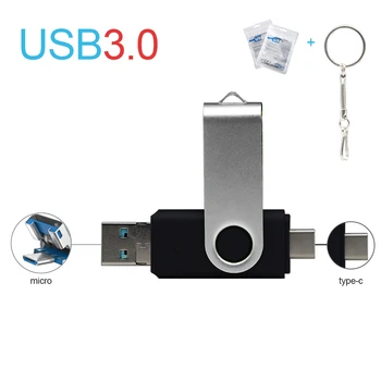 Metal USB Flash Drive 3 IN 1 USB 3.0 e Tipo C & Micro Chiavetta USB OTG Pen Drive da 512 gb 128GB 256GB 64GB 32GB Pendrive Disco di U