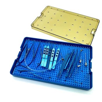 21PCS Titanio Cataratta Set di strumenti Occhio con la sterilizzazione vassoio scatola di forbice Oftalmico porta aghi