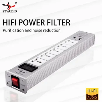 15A 50-60KHz Hi-End hi-fi 5-posizione Presa Theater Audio AC Power Filter Audio Potenza di Rumore Potere del Condizionatore Purifie Con USB