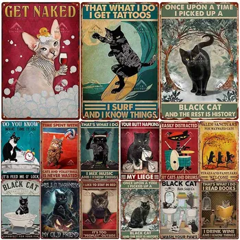 Retrò Tin Sign Targa in Metallo Vintage gatti Divertenti Poster di Arte per la Decorazione della Casa per il Soggiorno, i Pet Shop Decorazione della Parete Piastra di Metallo