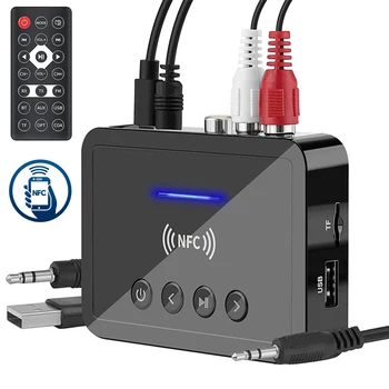 NFC Bluetooth Ricevitore Trasmettitore BT5.0 FM Stereo AUX Jack da 3,5 mm RCA Ottico senza fili di Chiamata Vivavoce Bluetooth Adattatore Audio TV