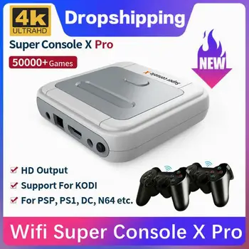 Retrò WiFi Super Console X Pro 4K TV HD Video Console di Gioco Per la PSP/PS1/N64/DC Con 50000+ Giochi Con 2.4 G Wireless Controller