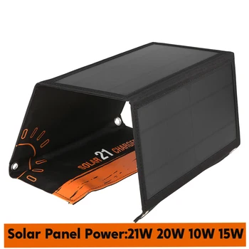 21W Pieghevole Pannello Solare Caricabatterie Portatile Impermeabile Caricatore Solare Porte USB per la Batteria del Telefono Campeggio Forniture di Sopravvivenza Gadget