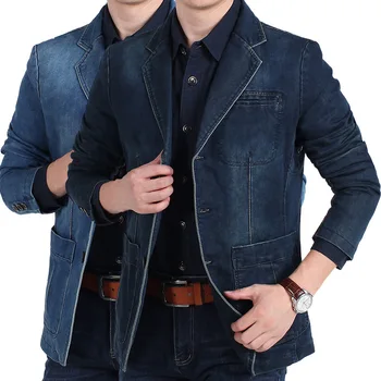 2023 Primavera Casual In Denim Di Cotone Giacca Uomo Moda Classica Slim Lavato Retrò Blu Jeans Blazer Cappotto Maschile Abbigliamento Di Marca