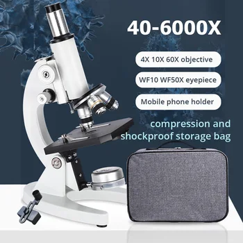 6000X Alto Ingrandimento Microscopio Ottico Professionale Biologia HD Esperimento di Fotografia Junior Bambini Scienza Sperma Microbo