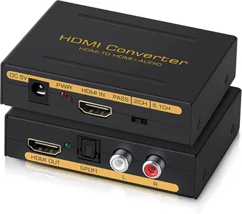HDMI Audio Extractor Convertitore HDMI a HDMI + Audio ( SPDIF + RCA L/R Stereo per i vigili del Fuoco Stick Xbox PS5 Supporto 3D HDCP2.2 18Gpbs