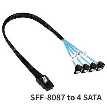 0,5 m Interno Mini SAS SFF-8087 A 4 SATA 3.0 ad angolo retto Cavo Convertitore 36-Pin A 4 SATA 7-Pin 6Gbps Hard disk del Server di Cavo