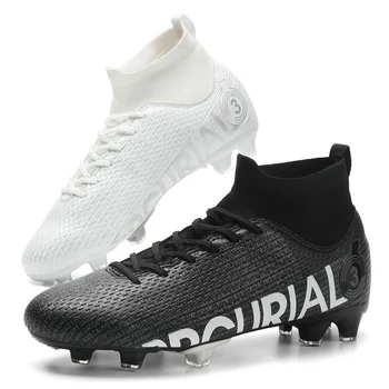 Uomini l'Arrivo del nuovo Football Boots di Alta-Top Scarpe da Calcio Boys Anti-Slip Erba Formazione di Calcio con Tacchetti FG/TF Stivali di Ampia Dimensione 31-48