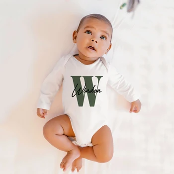 Personalizzato Baby Boy Nome Body Annuncio della Gravidanza Doccia Regalo Personalizzato Lettera Iniziale e Nome Tuta Tutina Vestiti