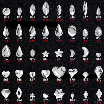 100PCS B41-80 Fondo Piatto Speciale-a Forma di Trapano di Cristallo Elegante Strass Manicure 3D Nail Art Decorazione Gioielli Charms