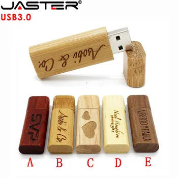 JASTER USB 3.0 ad Alta Velocità di Bambù di Legno Unità Flash Pen Driver Legno Pendrive di 4GB 8GB 16GB 32GB 64GB Creativo 1PCS Gratuito Logo