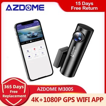 AZDOME M300S Dash Cam 4K+1080P Fotocamera Posteriore da 800MP Obiettivo Built-in GPS WIFI Automobile DVR di Controllo Vocale dell'Automobile DVR di Visione Notturna