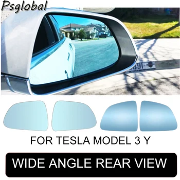 1 coppia di auto specchio grandangolare di calore Impermeabile anti glare Ampia Visione Rearview Mirror Lens Per la Tesla Model 3 Y Accessori per auto