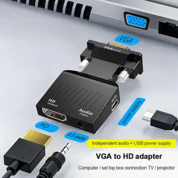 RYRA VGA A HDMI-compatibile Adattatore Convertitore HD 1080P compatibile HDMI Femmina A VGA Maschio Convertitore Video AudioCables