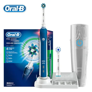 Oral B Pro 4000 3D Smartseries Ultrasuoni Spazzolino da denti Elettrico con Sensore di Pressione Visibile Alimentazione 4 Modalità Ricaricabile