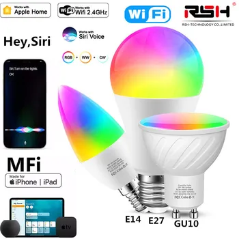 RSH Apple Homekit Accogliente Vita APP di Controllo WIFI Smart LED Lampadina E27 E14 GU10 Lampada LED 100-240V Controllo Vocale Siri di Apple
