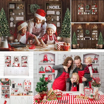 Natale Fotografia Di Sfondo Albero Di Natale Cucina Puntelli Decorazioni Ritratto Di Famiglia Di Fotografia Sfondi Per Foto In Studio