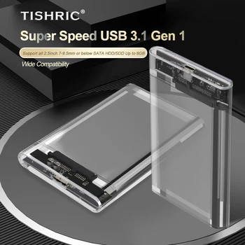 TISHRIC Trasparente HDD Caso Caddy Casella di Recinzione di HDD 2.5 SSD SATA A USB 3.0 Type-C 3.1 Adattatore Hard disk Esterno Box