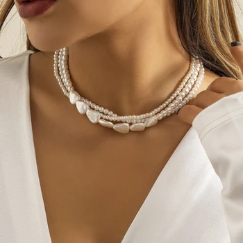 Elegante Multistrato Perla Imitazione Collana di Perle per le Donne Matrimonio Vintage Dichiarazione di Moda Girocollo Collare Gioielli Regalo del Partito