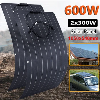 300W 600W Pannello Solare Kit 18V Flessibile Cella Solare Monocristallina di Alimentazione Caricabatterie per il Campeggio all'Aperto Yacht Camper Auto CAMPER Barca