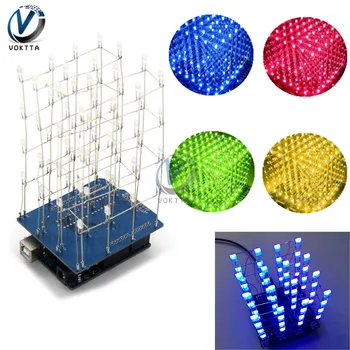 4X4X4 LED 3D Cubi Cubo luminoso, Rosso, Blu, Verde LED Giallo Elettronici Kit fai da te con la Shell Light Cube kit Accessori Parti