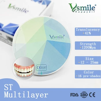 Dentali in Zirconio Materiale 98mm ST Multistrato di biossido di Zirconio di Blocchi per Laboratorio odontotecnico Aperta con Sistema CAD-cam Classico a 16 Colori